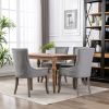 Furniture; Ultra Side Dining Chair;  Thickened fabric chairs with neutrally toned solid wood legs;  Bronze nail head;  Set of 2