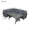 Patio Outdoor Furniture PE Rattan Wicker Conversation Set All-Weather Sectional Sofa Set with Table & Soft Cushions