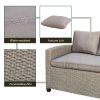 Patio Outdoor Furniture PE Rattan Wicker Conversation Set All-Weather Sectional Sofa Set with Table & Soft Cushions